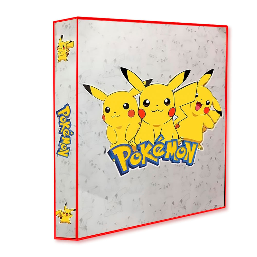 Álbum Pasta Fichário Pokemon Com 10 Folhas Yes 9 Bolsos Pikachu