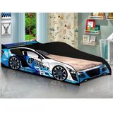 Cama Infantil com Proteção Lateral Carro Drift J&A Móveis Azul