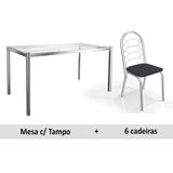 Mesa Kappesberg Reno 6 Cadeiras Holanda Cromada Preto