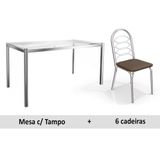 Mesa Kappesberg Reno 6 Cadeiras Holanda Cromado Marrom