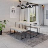 Conjunto Mesa De Jantar Com 2 Bancos Estilo Industrial Active Yescasa Snow