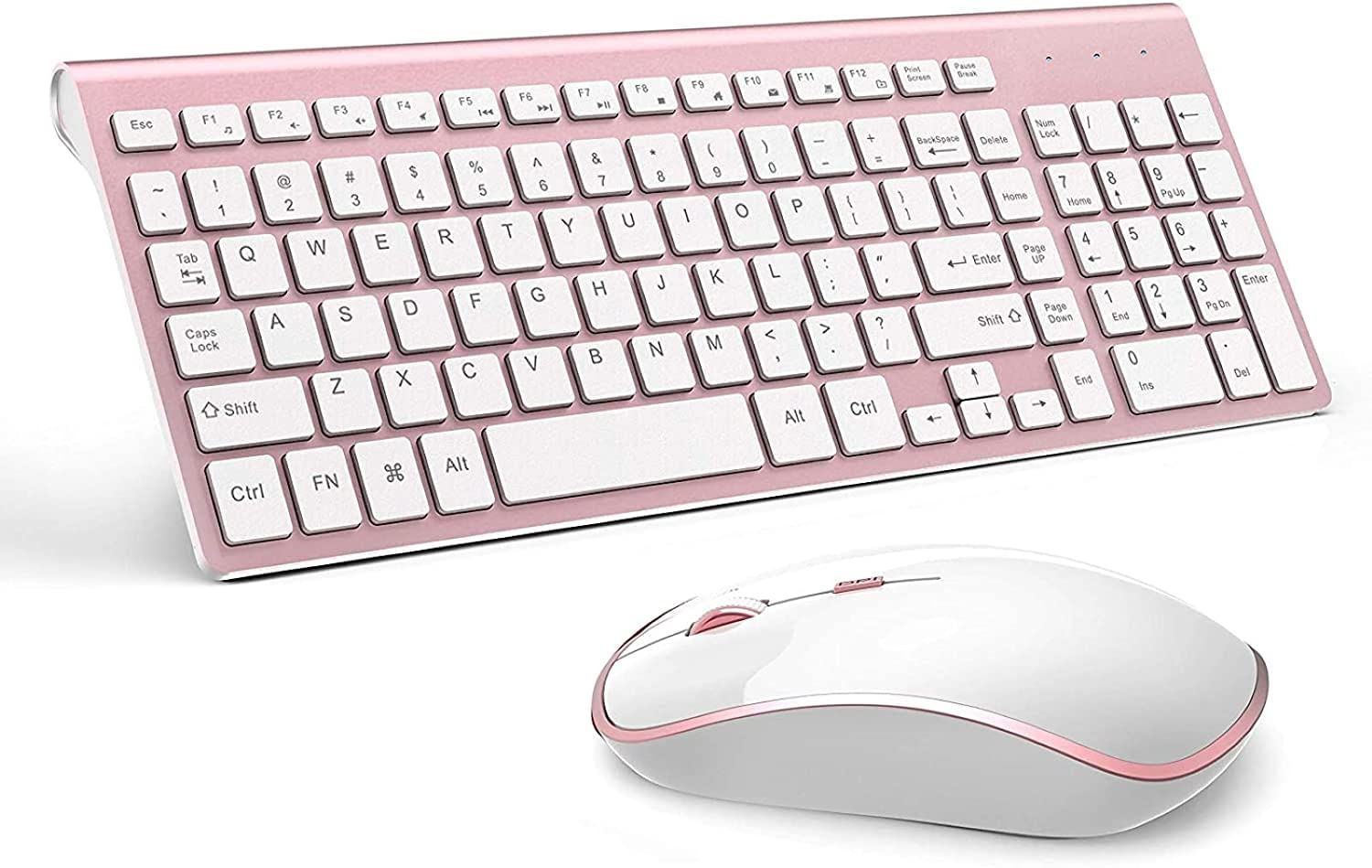 Teclado E Mouse Sem Fio Compactos E Tamanho Completo 2.4g Para Pc, Laptop, Tablet, Windows (ouro Rosa)