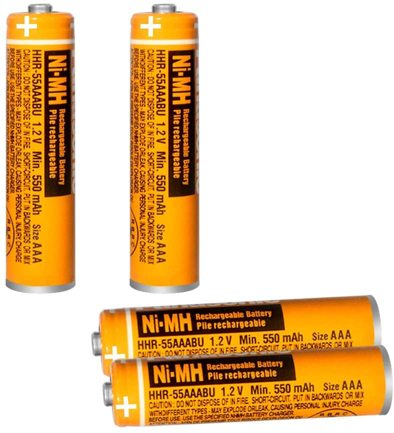 Bateria Recarregável Ni-mh Hhr-55aaabu 4 Pacotes 1.2v 550mah Aaa Para Telefones Sem Fio Panasonic