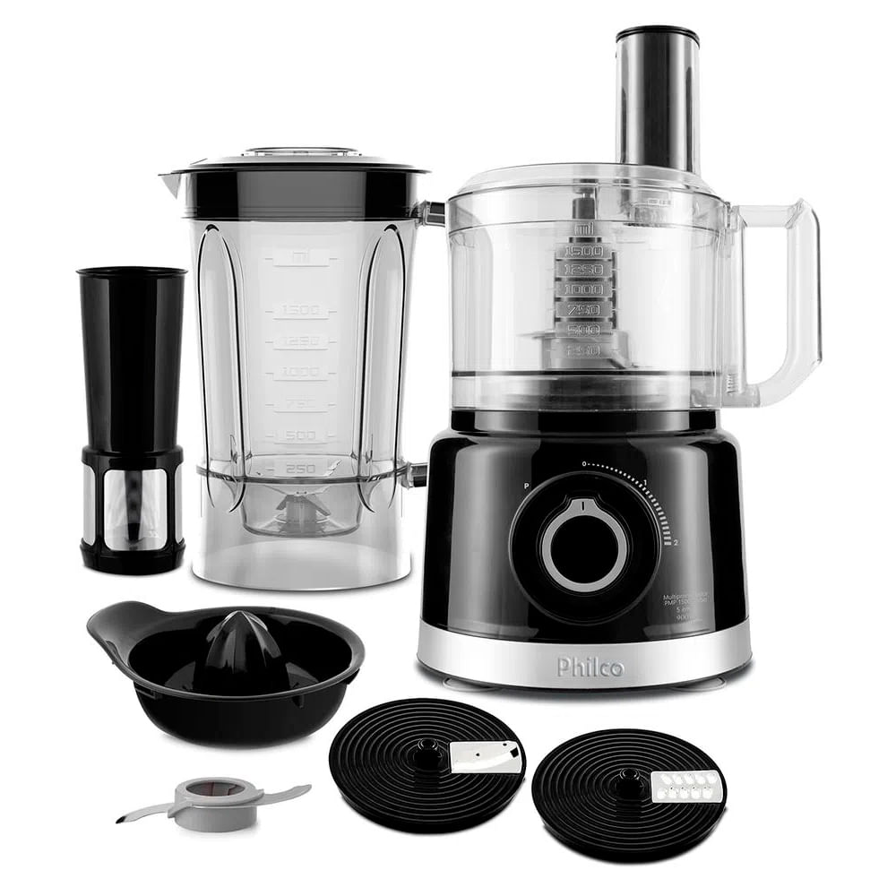 Multiprocessador De Alimentos Philco Pmp1500p 5 Em 1 Turbo Preto   220v