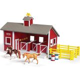 Breyer Stablemates Red Stable E Horse Set  12 Peças De Jogo Com 2 Cavalos  11,5l X 7,5w X 9,25h  132 Escala  Modelo 59197