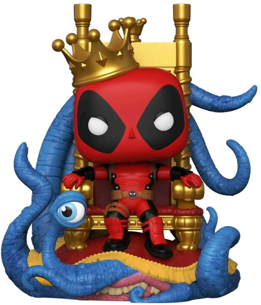 Boneco Vinil Pop! Deluxe Marvel Heróis King Deadpool No Trono