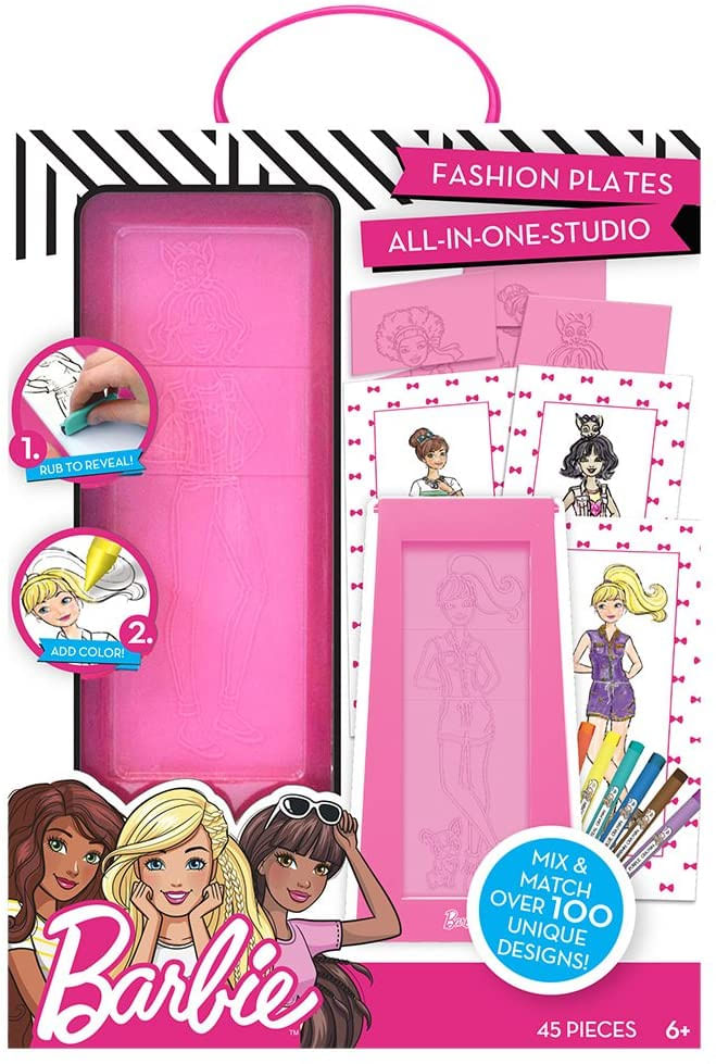 Barbie Fashion Plates All In One Studio By Horizon Group Usa, Color, Design &amp;amp Create Custom Outfits Unique To Your Fashionista, Crayons