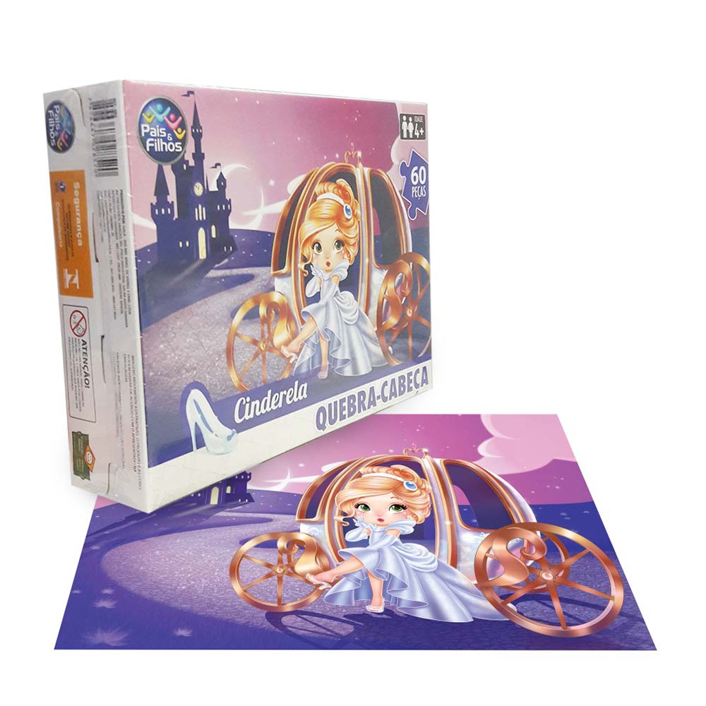 Quebra Cabeca Infantil 60 Pecas Cinderela Pais E Filhos