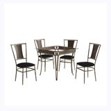 Mesa de Jantar de Vidro Quadrada 80cm com 4 Cadeiras Estofadas Pretas em Aço Ouro Barcelona
