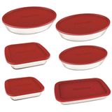 Conjunto de Assadeiras Marinex em Vidro com Tampa, 6 Peças