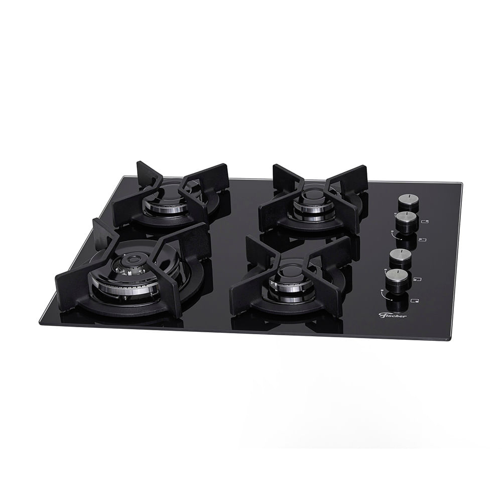 Cooktop A Gás Fischer Infinity 4q Tc Com 4 Bocas Preto - Único