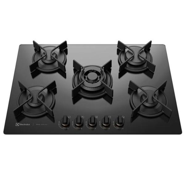 Cooktop Ã GÃ¡s Electrolux Pro Series de Vidro com 5 Bocas Preto - GV75P