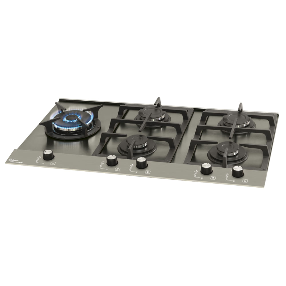 Cooktop A Gás Fischer Platinium 5q Com 5 Bocas Prime Escovado - Único