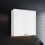 Armário aéreo 2 portas clássico americana henn branco fosco.