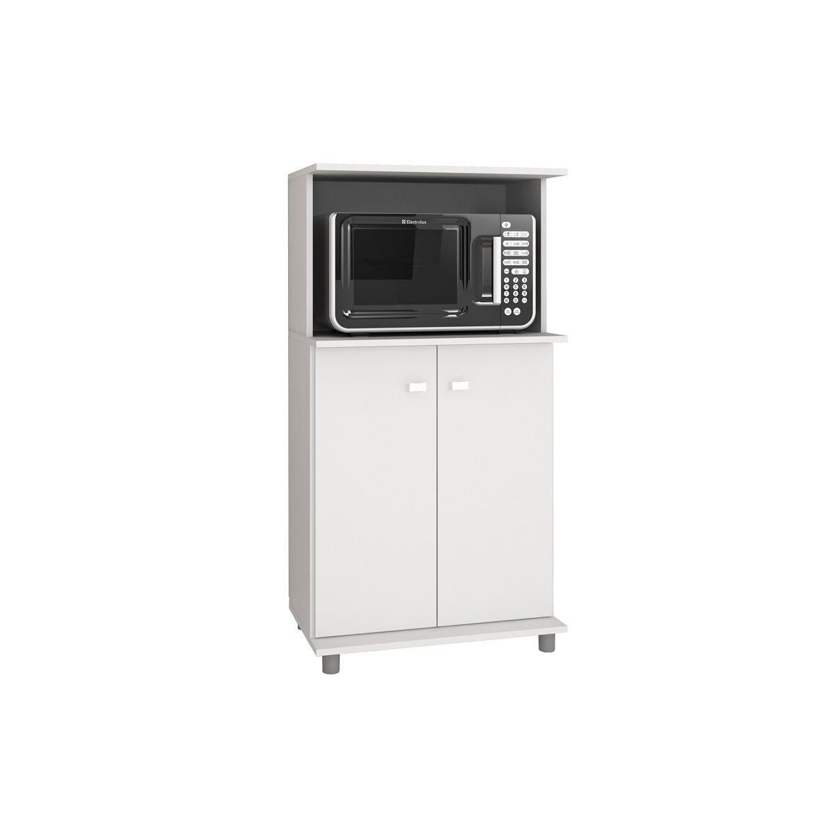 Balcao Multiuso Cozinha Bl 3307 C 2 Portas E Nicho P Microondas Branco Tecno Mobili