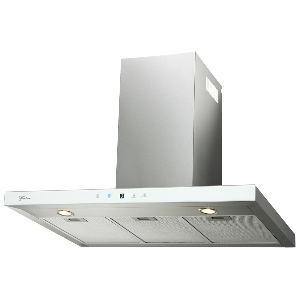 Coifa De Parede Digital Fischer Infinity Touch 90cm Vidro Branco - 127v - Único