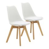 Kit 2 Cadeiras Saarinen Wood Com Estofamento Várias Cores - Branco