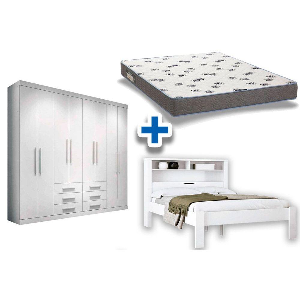 Cama Casal Invicta Colchao Ortobom D33 Guarda Roupa Master 8 6 Branco