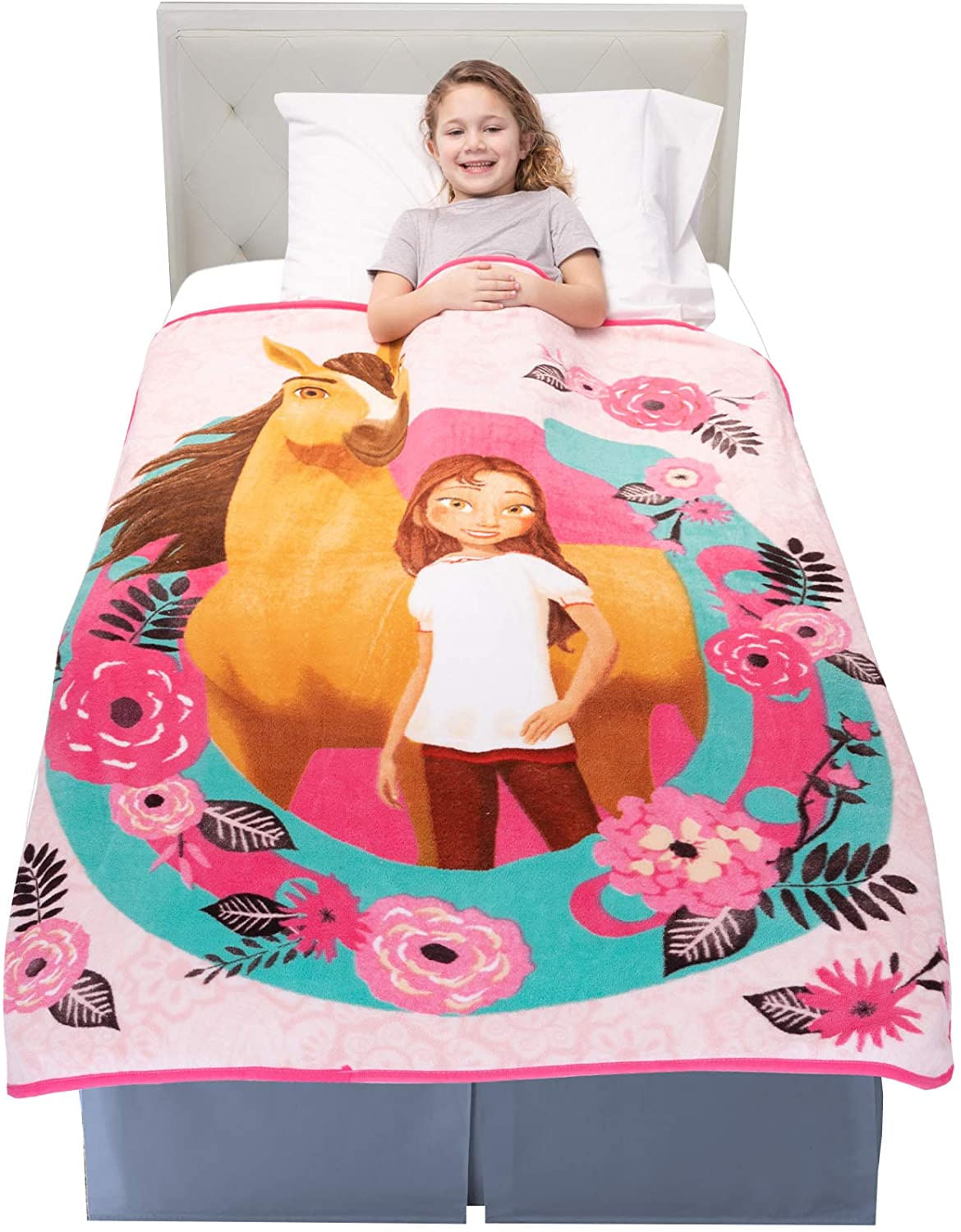 Franco A39648 Crianças Lomando De Cama Super Macio Plush Throw, 46 X 60, Spirit Riding Free