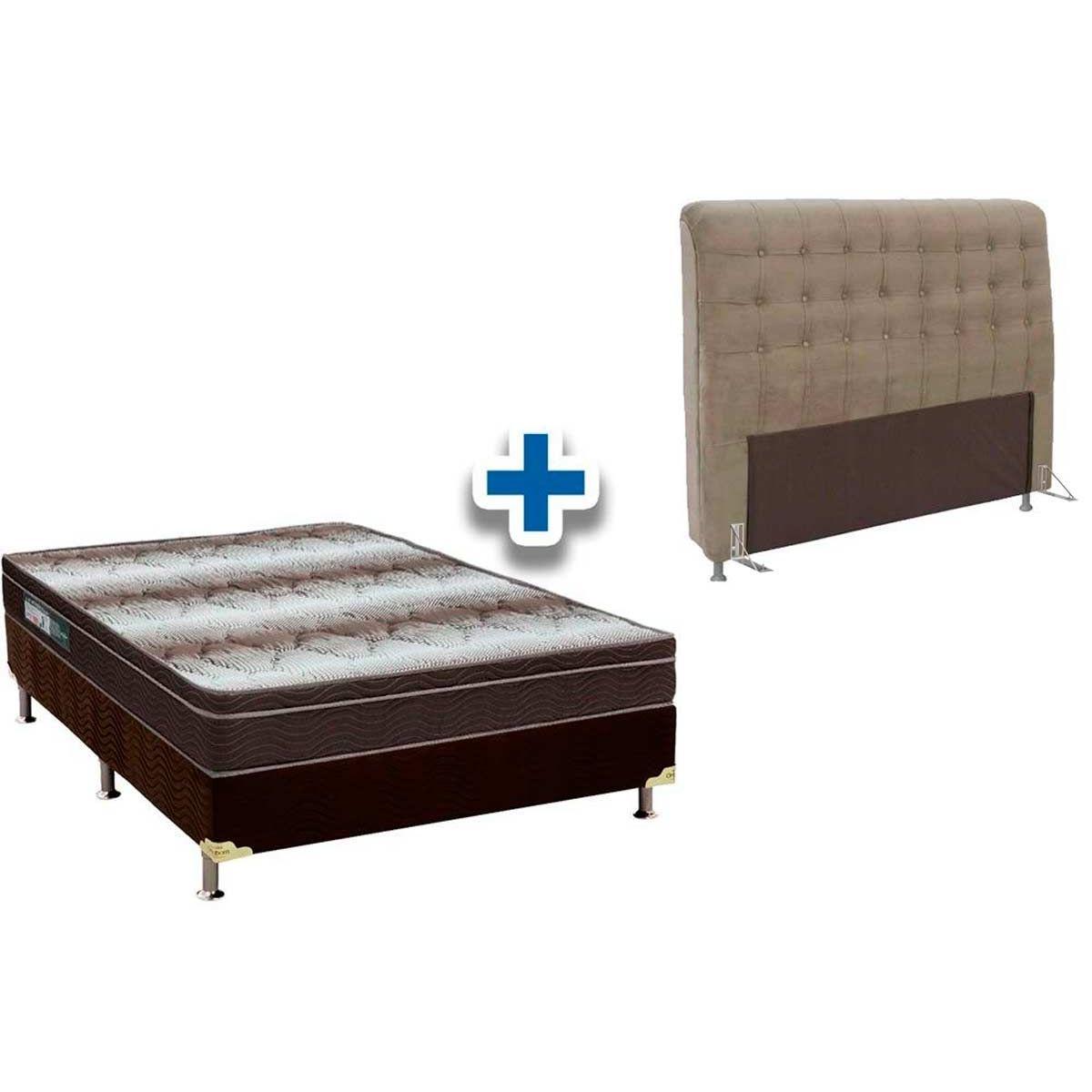 Cama Box Queen Crc Colchao Ortopedico Light Ortobom Cabeceira Dama Marrom