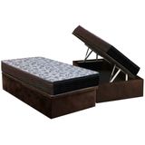 Cama Box Bau Solteiro Colchao Anatomico Ortobom D33 Ep Iso 100 Ultra Firme Base Crc Suede Brown 88x188