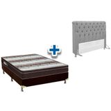 Cama Box Queen Crc Colchao Ortopedico Ortobom Cabeceira Imperatriz Cinza