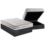 Cama Box Bau Casal Colchao Espuma D33 Paropas Pasquale Plus Euro Pillow Base Crc Suede Gray 138x188