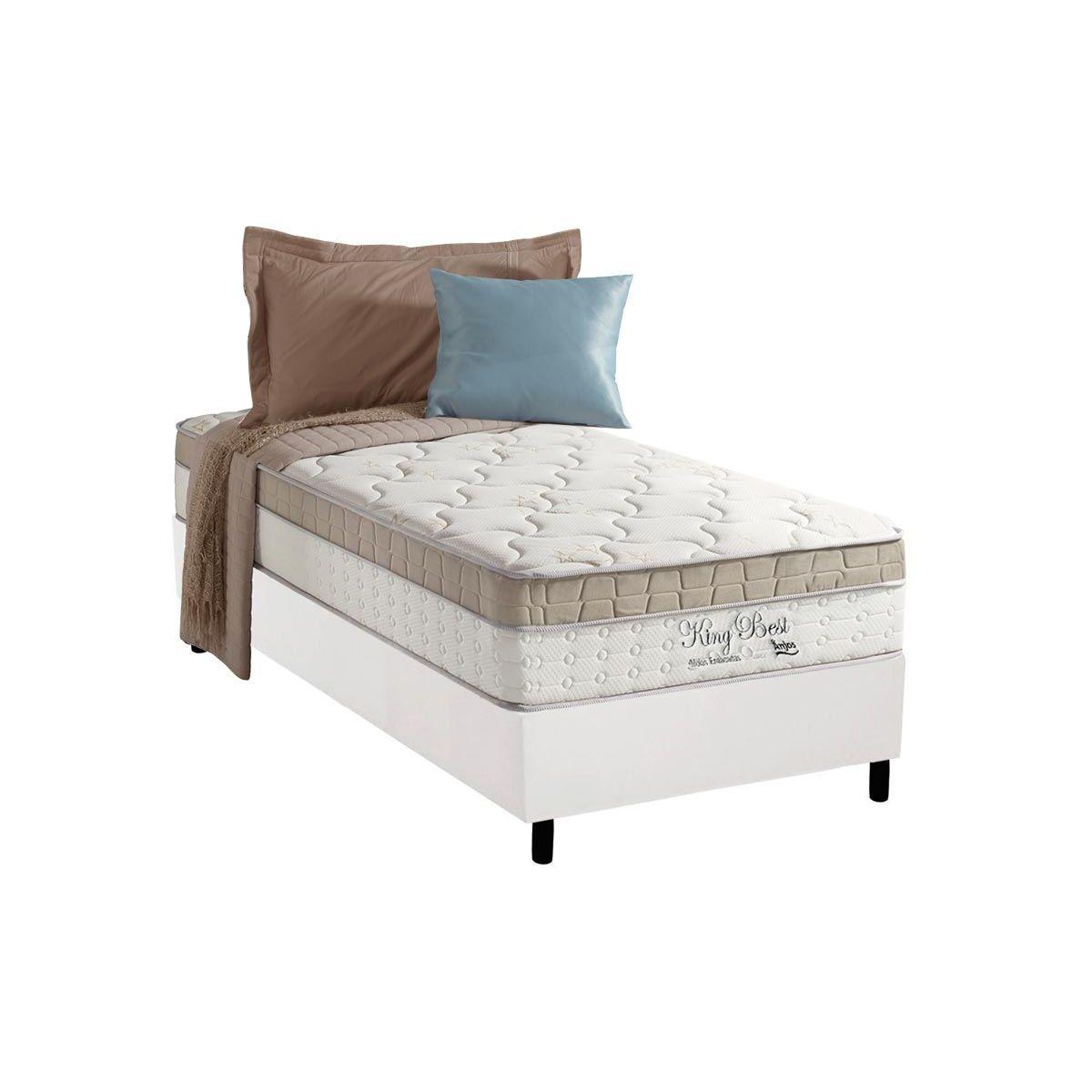 Cama Box Solteiro Colchao Molas Ensacadas Anjos Masterpocket King Best Base Crc Courano White 88x188