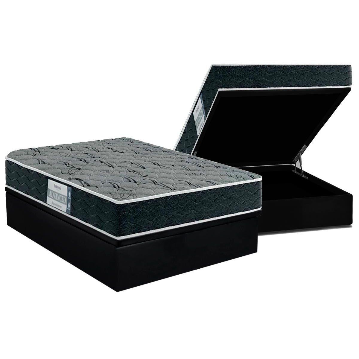 Cama Box Bau Casal Colchao Espuma D33 Probel Prodormir Advanced Mega Resistente Base Crc Suede Black 138x188