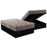 Cama Box Bau Queen Colchao Anatomico Herval Ag65 Fort Black Firme Pillow Top Base Crc Courano Black 158x198