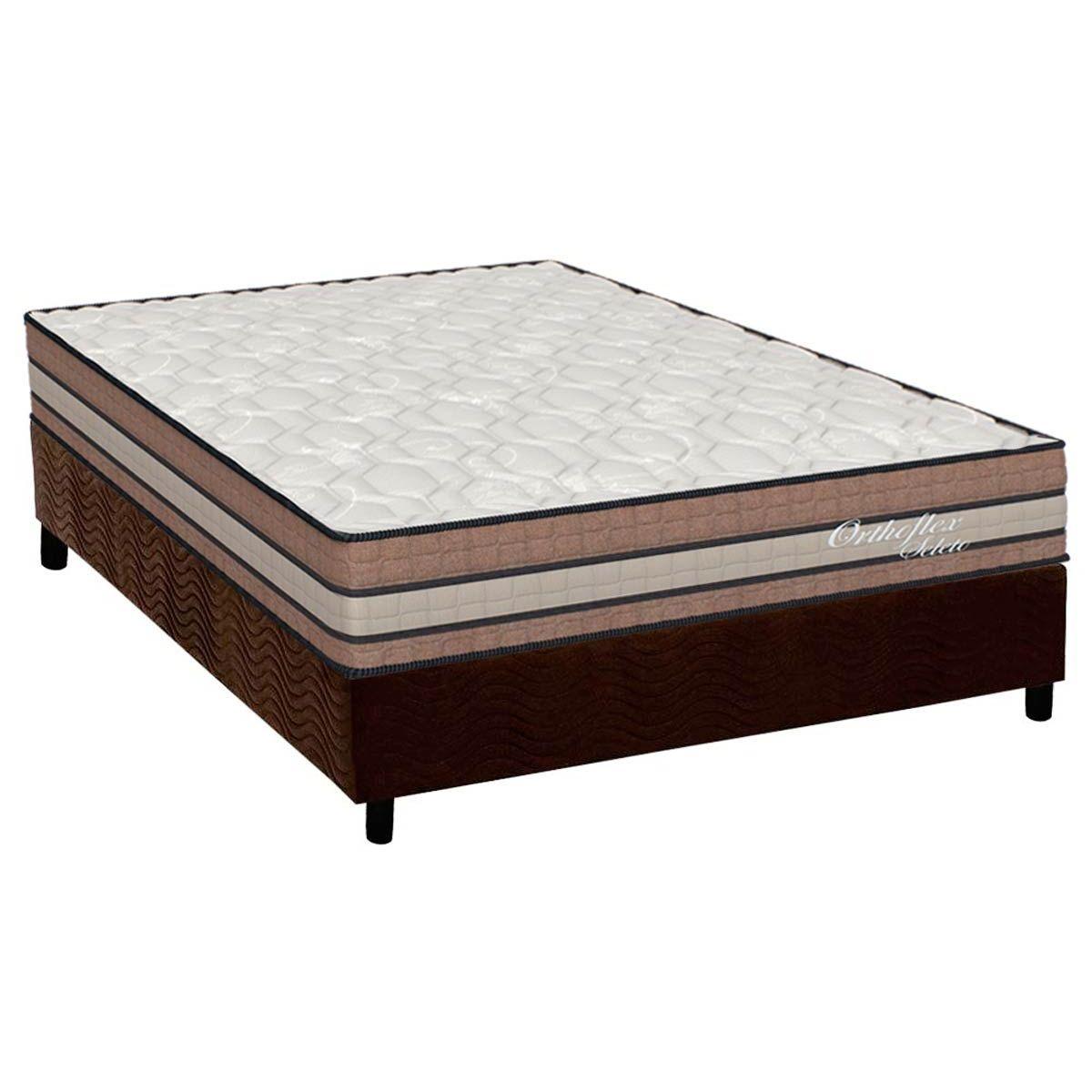 Cama Box Casal Colchao Molas Ensacadas Orthoflex Masterpocket Seleto Base Crc Suede Brown 138x188