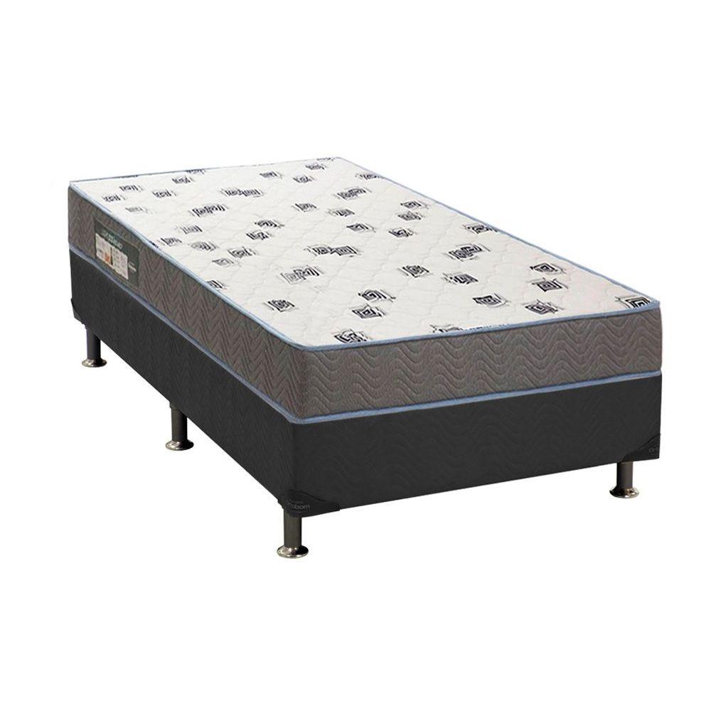 Cama Box Solteiro Colchao Espuma D33 Ortobom Light Saude Base Crc Suede Cinza 88x188