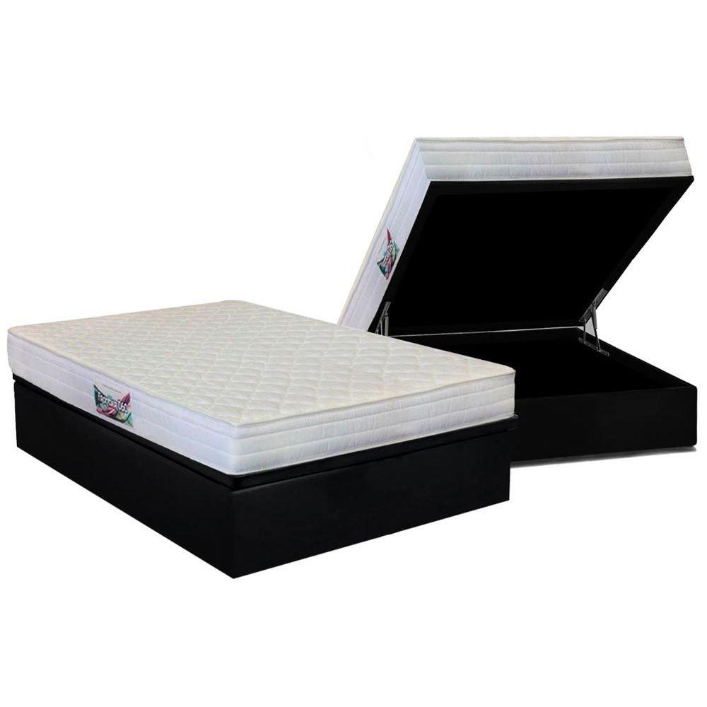 Cama Box Bau Casal Colchao Anatomico Herval D28 Ag65 Frontier Base Crc Suede Black 138x188