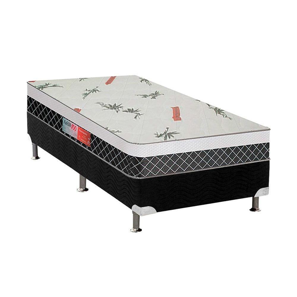 Cama Box Solteiro Colchao Anatomico Plumatex D28 Ep Falcon Ultra Firme Base Crc Suede Black 88x188