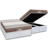 Cama Box Bau Queen Colchao Anatomico Probel D33 Ep Guarda Costas Prointense Plus Base Crc Courano White 158x198