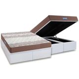 Cama Box Bau Queen Colchao Anatomico Probel D33 Ep Guarda Costas Prointense Double Face Base Crc Courano White 158x198