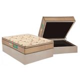 Cama Box Bau Casal Colchao Espuma D33 Polar Perola Euro Pillow Base Crc Suede Clean 138x188