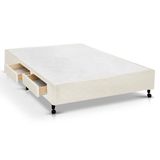 Cama Box Base C Gavetas Viuva Poli Tecido Clean 128x27 C 2 Gavs Castor