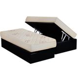 Cama Box Bau Solteiro Colchao Espuma D33 Luckspuma Supreme Floral Base Crc Suede Black 88x188