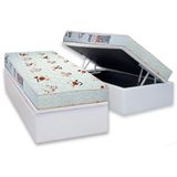 Cama Box Bau Solteiro Colchao Espuma Luckspuma D23 Roland Garros Pro Base Crc Courano White 88x188