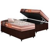 Cama Box Bau Solteiro Colchao Espuma D33 Herval Lancy Double Face Base Crc Courano Brown 88x188