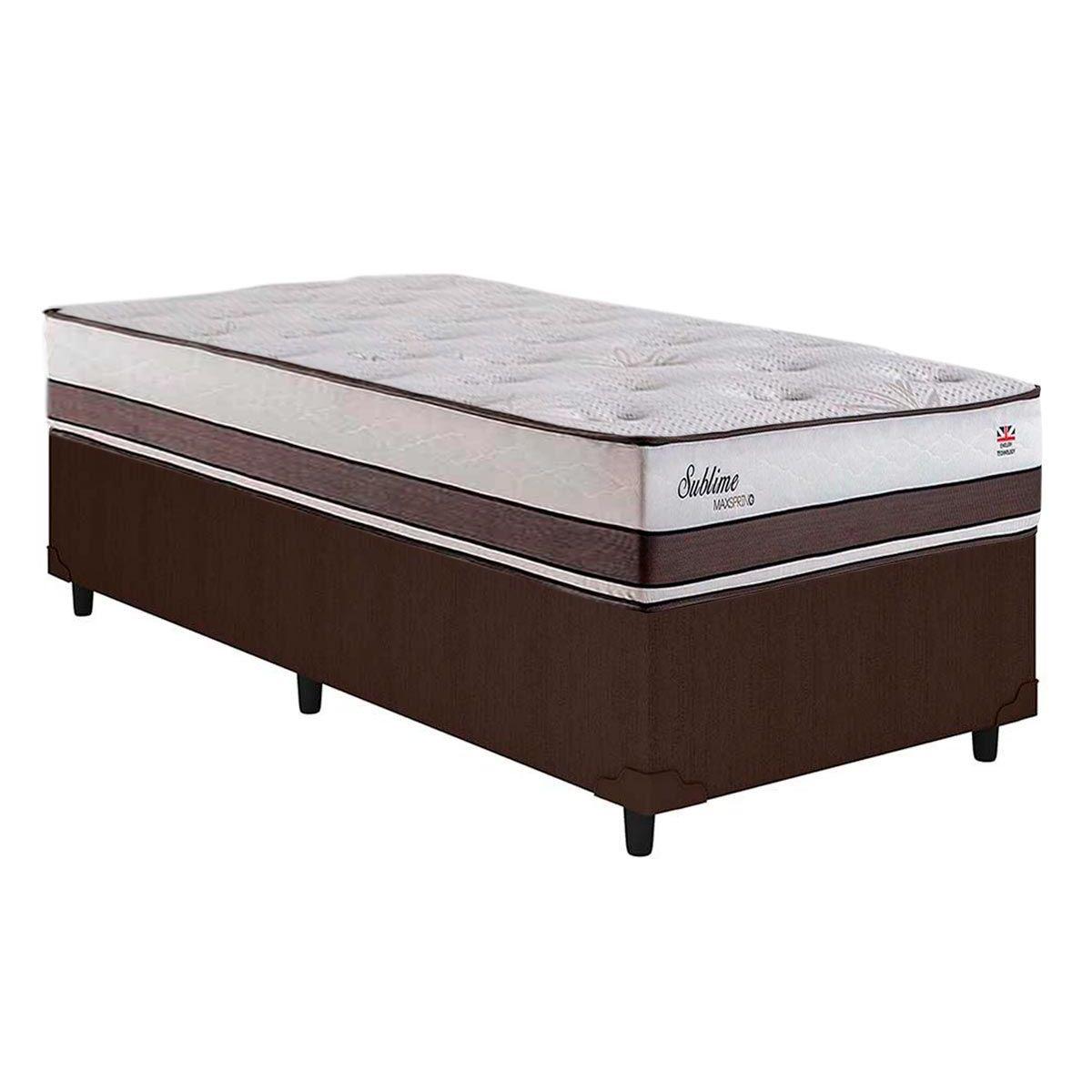 Cama Box Solteiro Colchao Molas Herval Maxspring Sublime Base Crc Courano Brown 88x188