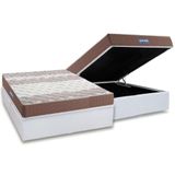 Cama Box Bau Casal Colchao Anatomico Probel D33 Ep Guarda Costas Prointense Double Face Base Crc Courano White 138x188