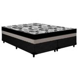 Cama Box Queen Colchao Anatomico Ortobom D33 Ep Iso 100 Double Face Base Crc Courano Black 158x198x20