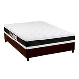 Cama Box Casal Colchao Espuma D45 Castor Black E White Double Face Base Crc Suede Brown 138x188