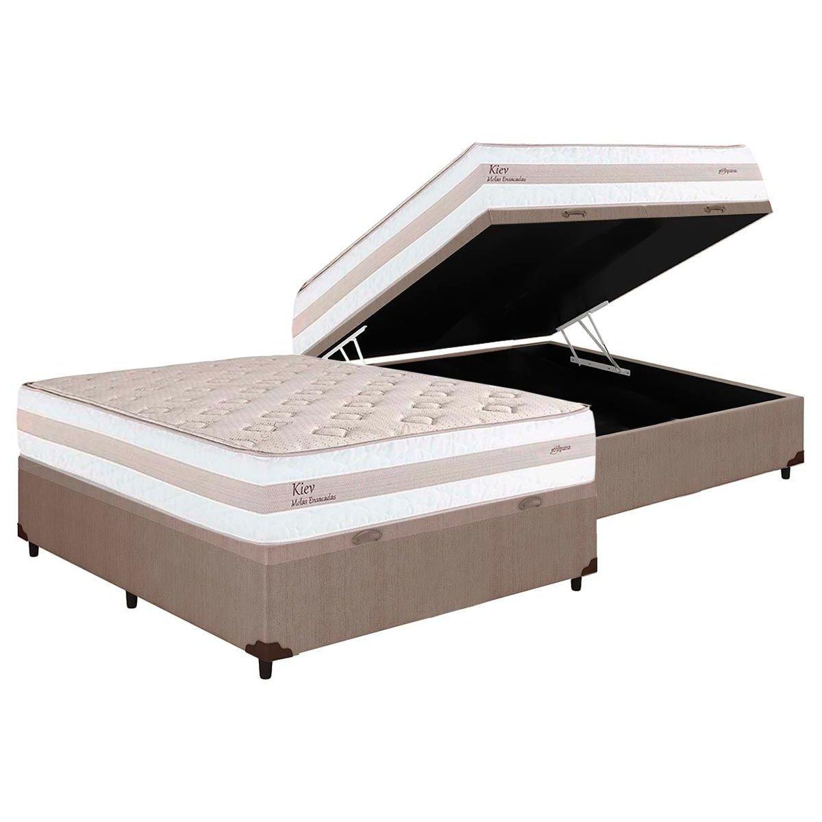 Cama Box Bau Casal Colchao Molas Ensacadas Herval Masterpocket Kiev Base Crc Courano Clean 138x188