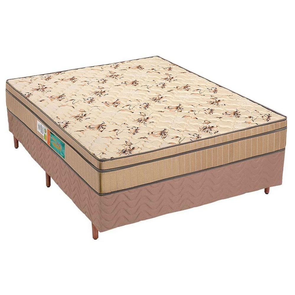 Cama Box Casal Colchao Espuma D45 Polar Perola Fort Base Crc Rustico Clean 138x188