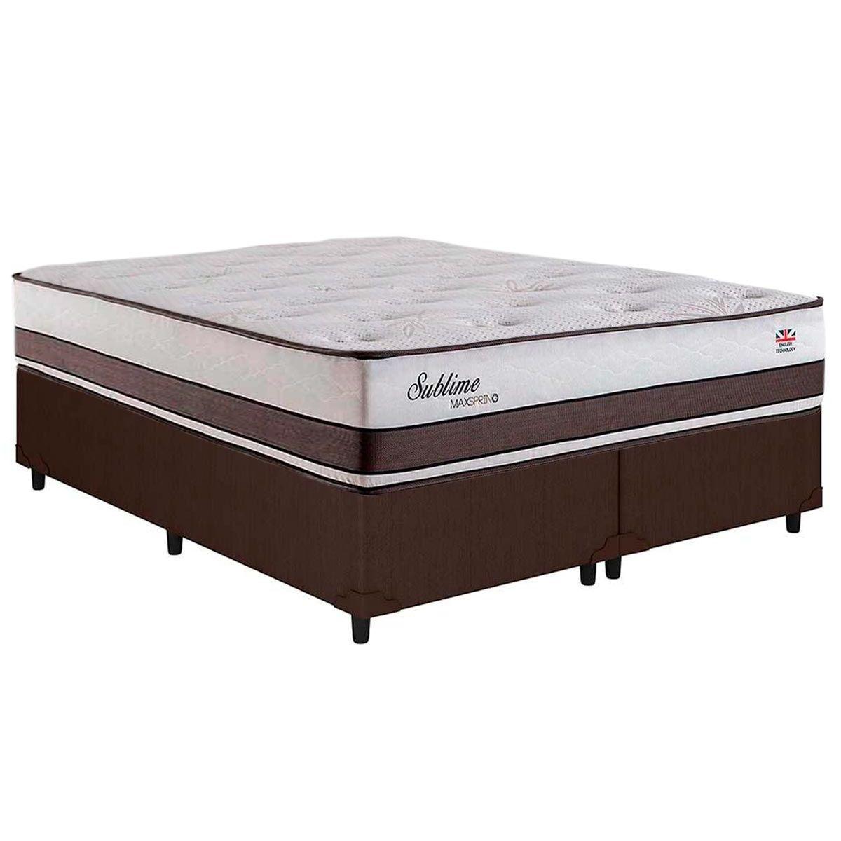 Cama Box Queen Colchao Molas Herval Maxspring Sublime Base Crc Courano Brown 158x198