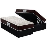 Cama Box Bau Solteiro Colchao Espuma D33 Probel Prodormir Advanced Base Crc Suede Black 88x188