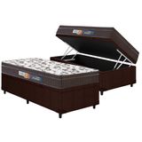 Cama Box Bau Solteiro Colchao Espuma D33 Polar Perola Euro Pillow Base Crc Courano Brown 88x188